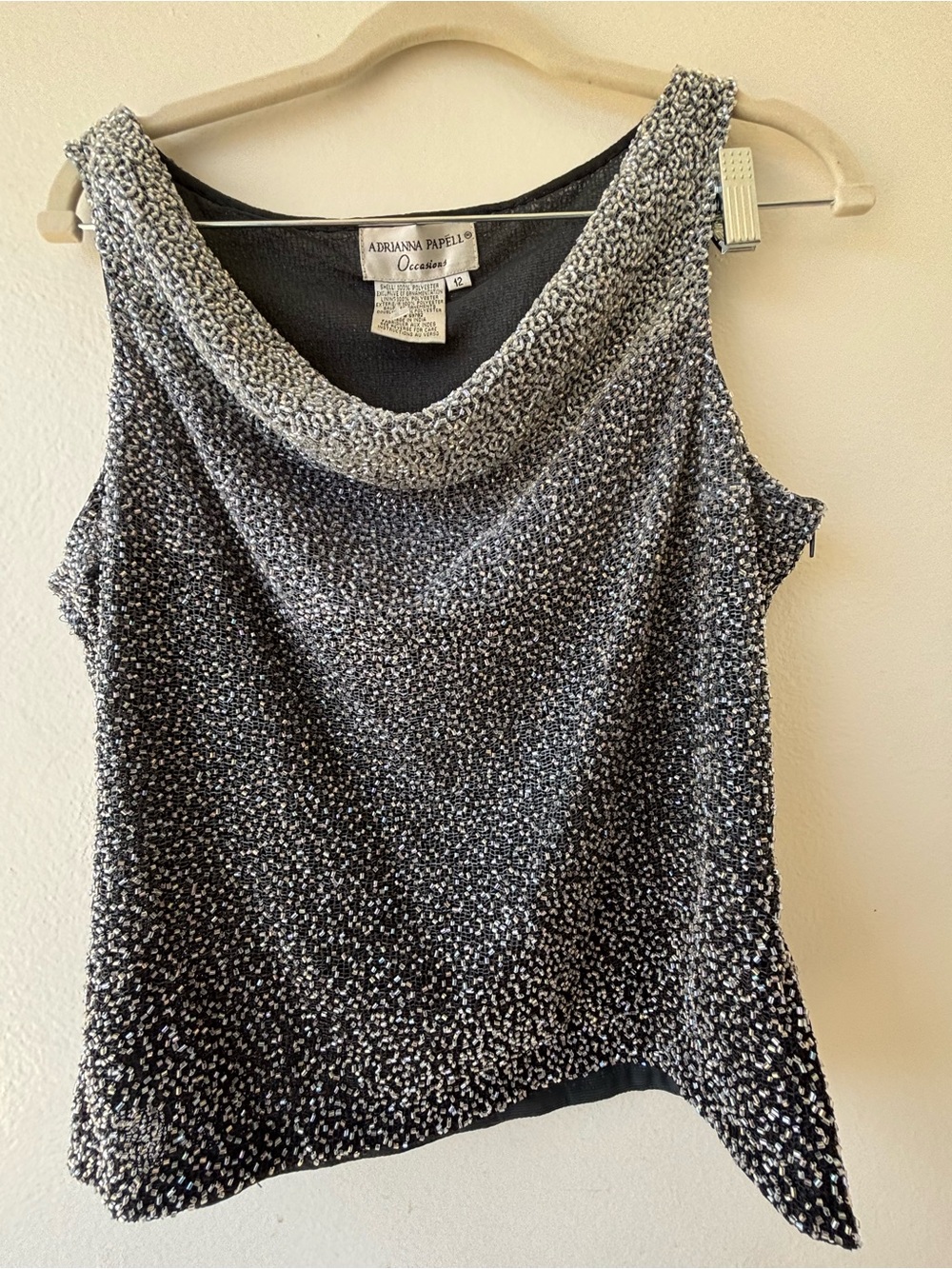 Adrianna Papell Black & White Cowl Neck Camisole